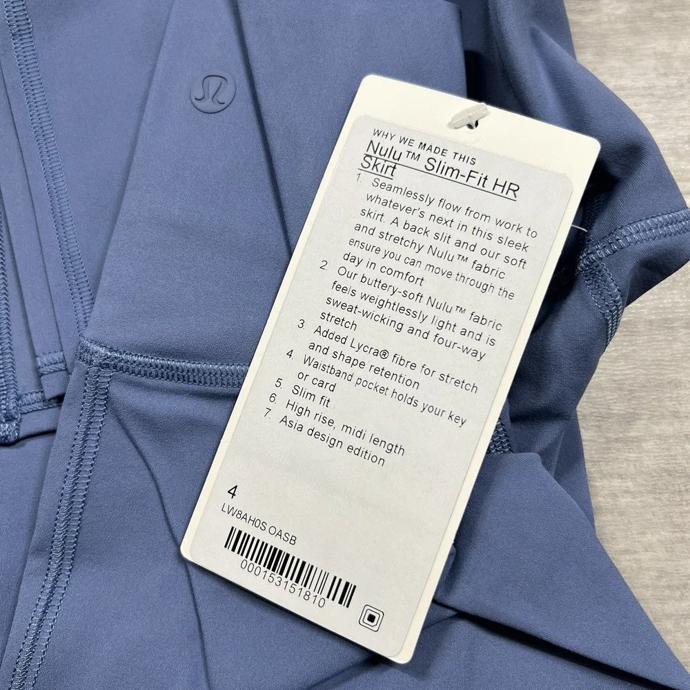 NWT Lululemon Skirt 4 Nulu Slim-Fit High-Rise‎ Iron Oasis Blue LW8AH0S Midi New - Picture 3 of 8